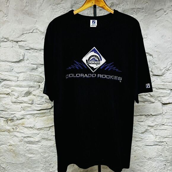 Vintage 90s Colorado Rockies MLB Logo 7 Tee T Shirt Embroidered Logo Made in USA - Picture 1 of 6